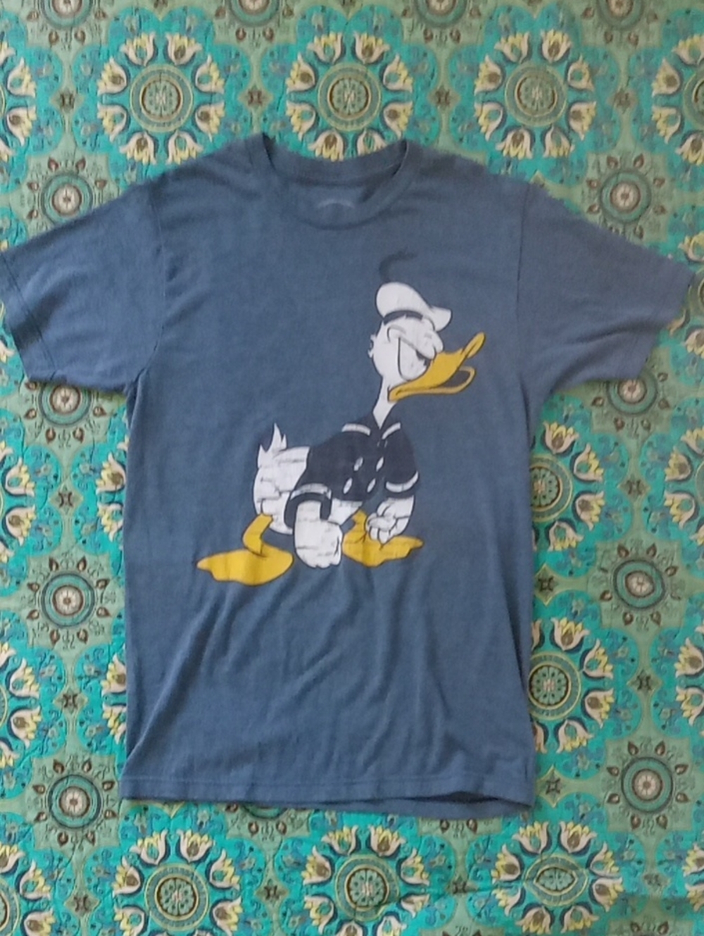Vintage Donald Duck Graphic Tee - Blue with Yellow Accents